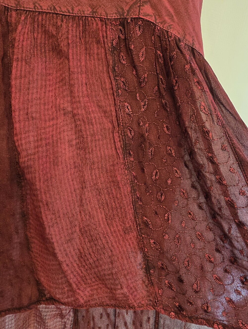 Young Threads Boho Embroidered Button-Front Tunic Blouse - Size M - Picture 5 of 8